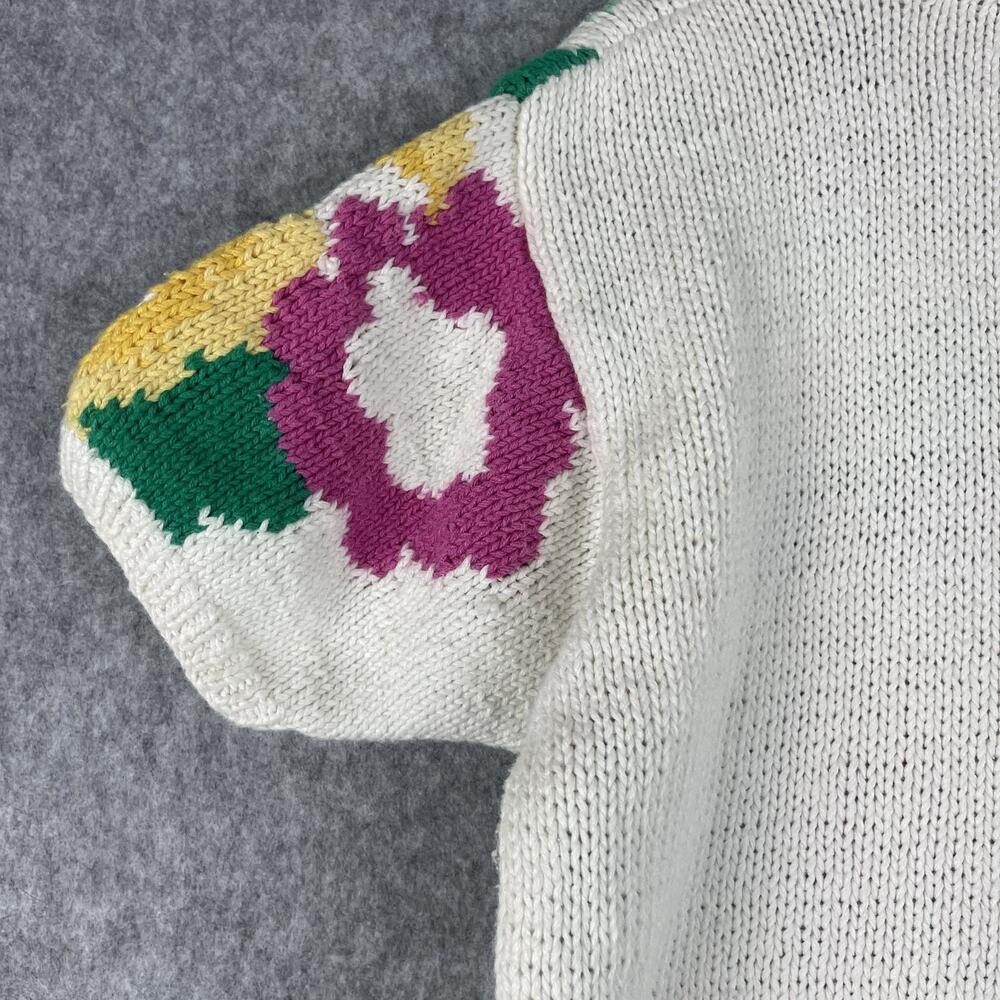 Vintage Country Suburbans Sweater Womens Medium Floral Linen Cotton Granny 80s - Picture 11 of 12